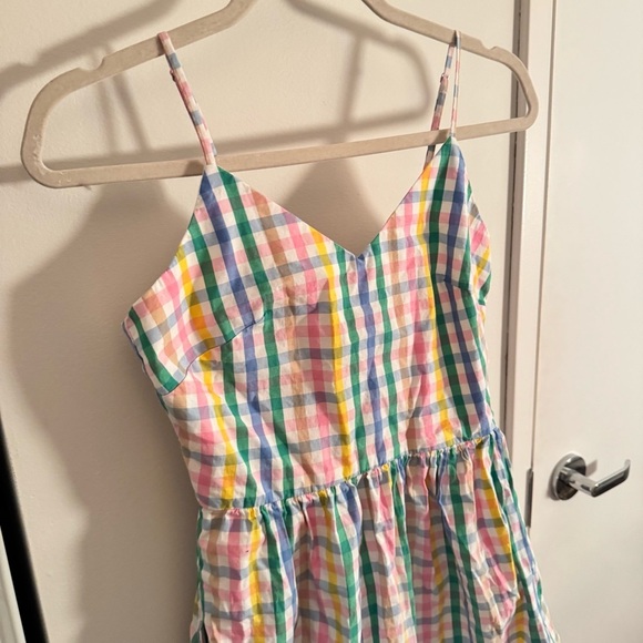 J CREW V-neck gingham plaid colorful dress - Picture 8 of 10